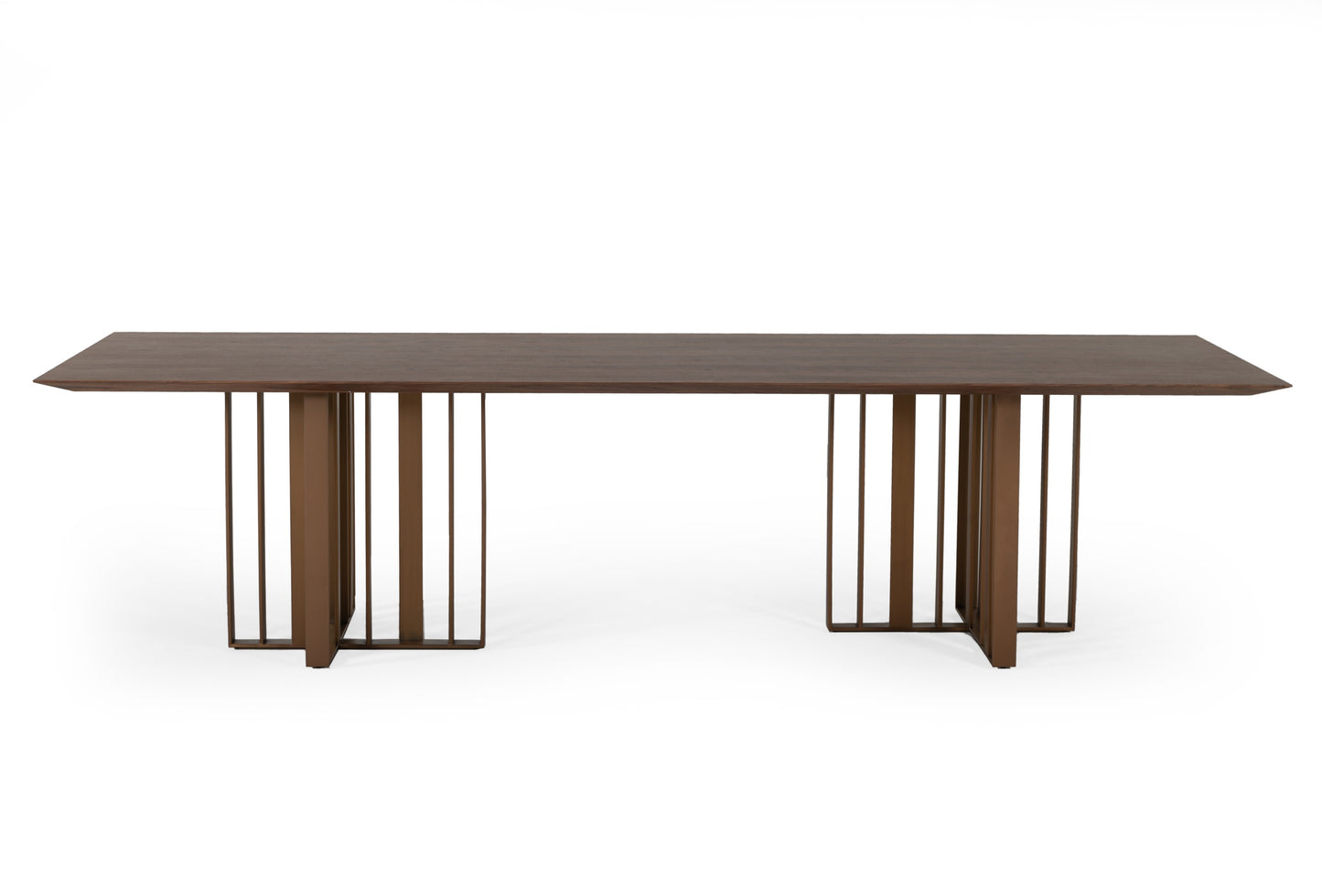 Modrest Livia - Modern Walnut & Brass Stainless Steel Dining Table