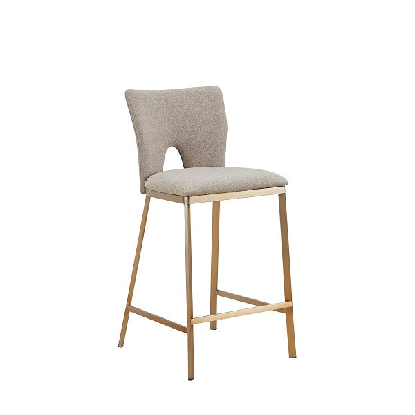 Modrest Burton - Contemporary Beige + Brass Counter Stool Set of Two