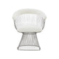 Modrest Chandler - Modern  White Sherpa and Matte Silver Dining Chair