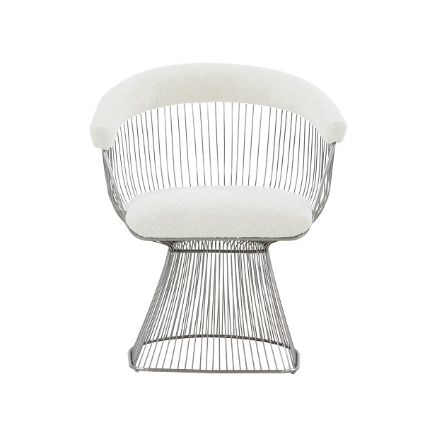Modrest Chandler - Modern  White Sherpa and Matte Silver Dining Chair