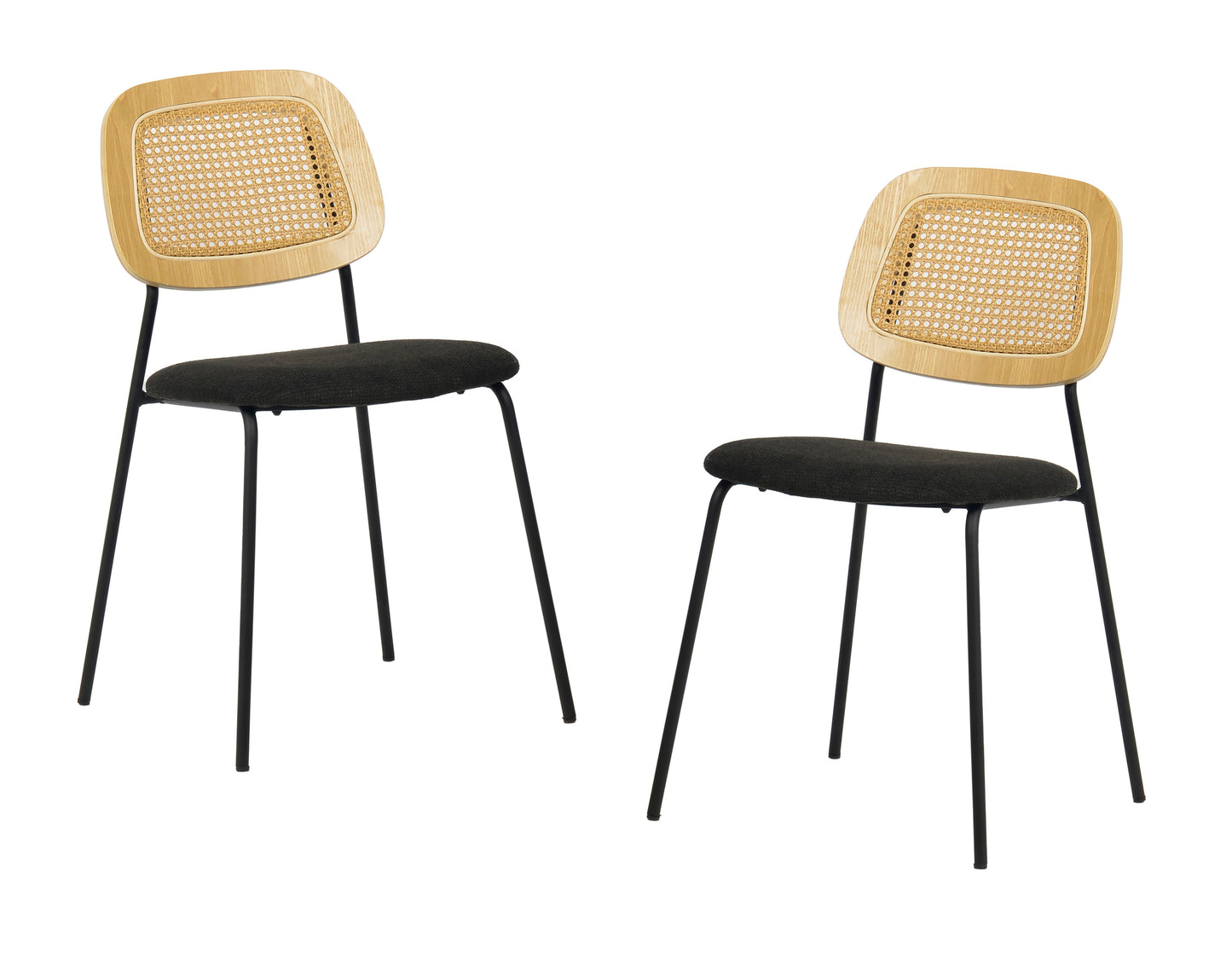 Modern Alizee - Modern Rattan and Black Dining Chair Set of 2