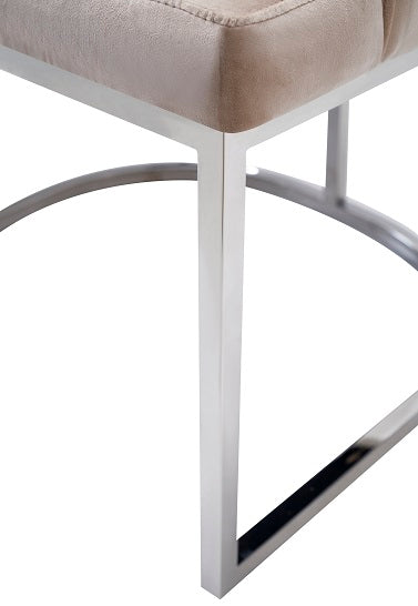 Modrest Daria - Modern Beige Velvet and Stainless Steel Dining Chair Set of 2