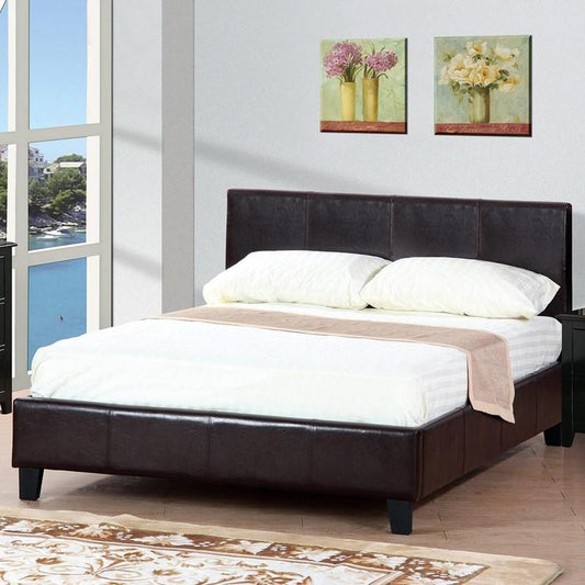 Brown faux leather bedframe