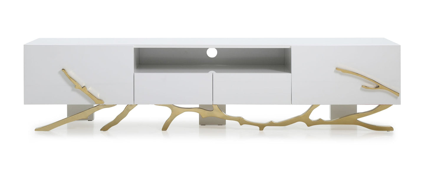 Modrest Legend Modern White & Gold TV Stand