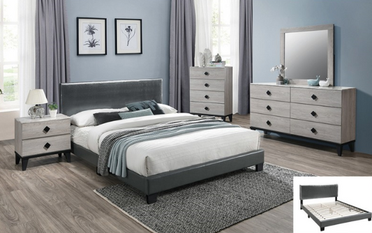 Grey faux leather bedframe