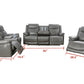 1- Powered 3 Gray Pieces Living Room Reclining Sofa Sets