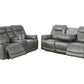 1- Powered 3 Gray Pieces Living Room Reclining Sofa Sets
