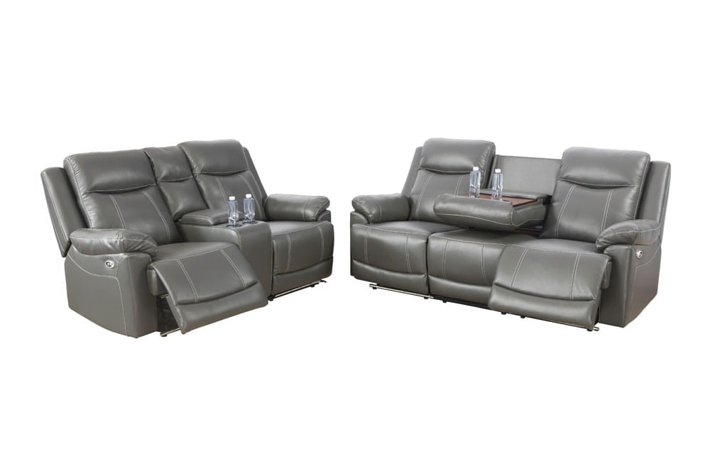 1- Powered 3 Gray Pieces Living Room Reclining Sofa Sets