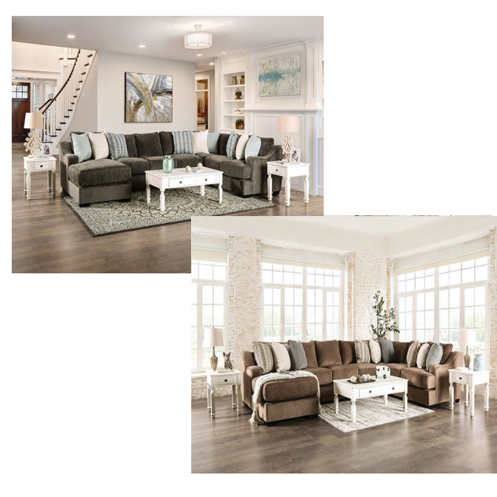 Chenill Sectional Brown or Dark Gray