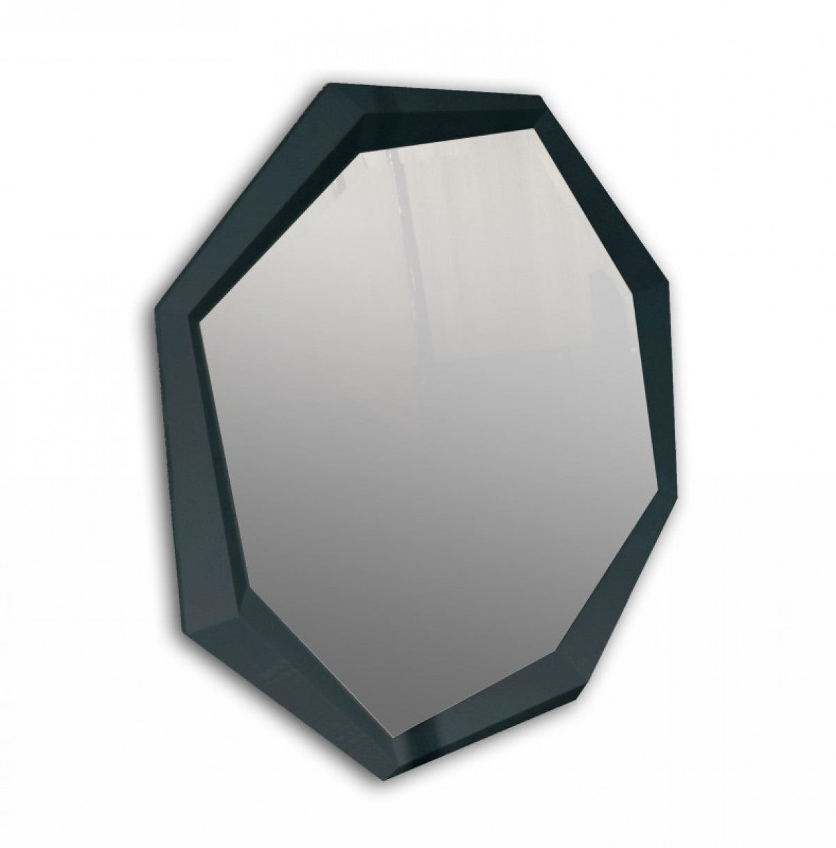 A&X Octagon - Modern Black Crocodile Lacquer Mirror