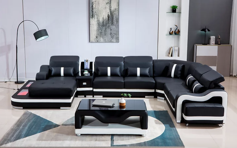 Modern Top Genuine Leather Sectional