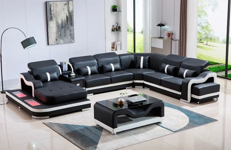 Modern Top Genuine Leather Sectional