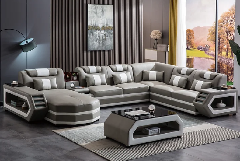 Modern Genuine Leather Sectional