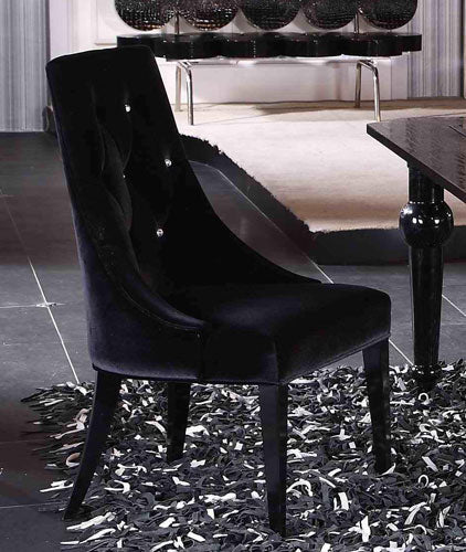 A&X Charlotte - Black Velour Dining Chair (Set of 2)