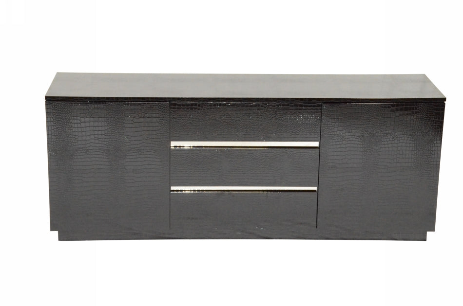 A&X Skyline Modern Black Crocodile Lacquer Buffet