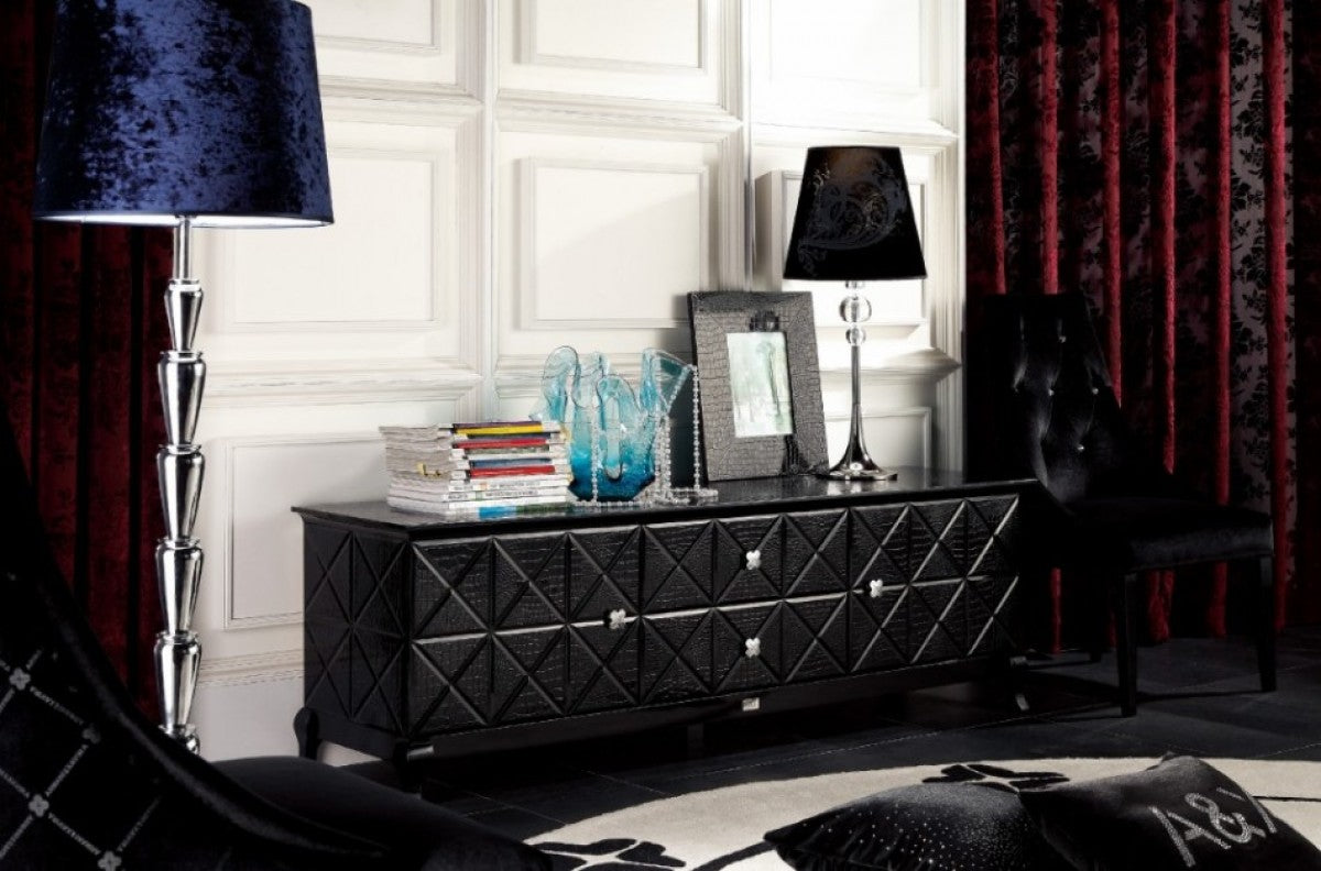 A&X Monte Cristo - Black Crocodile Lacquer Entertainment Center