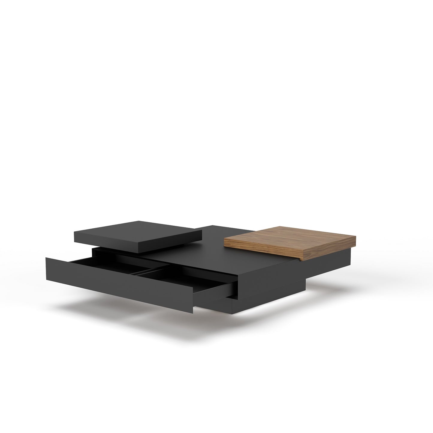 Modrest Ambry Modern Walnut and Flat Black Coffee Table