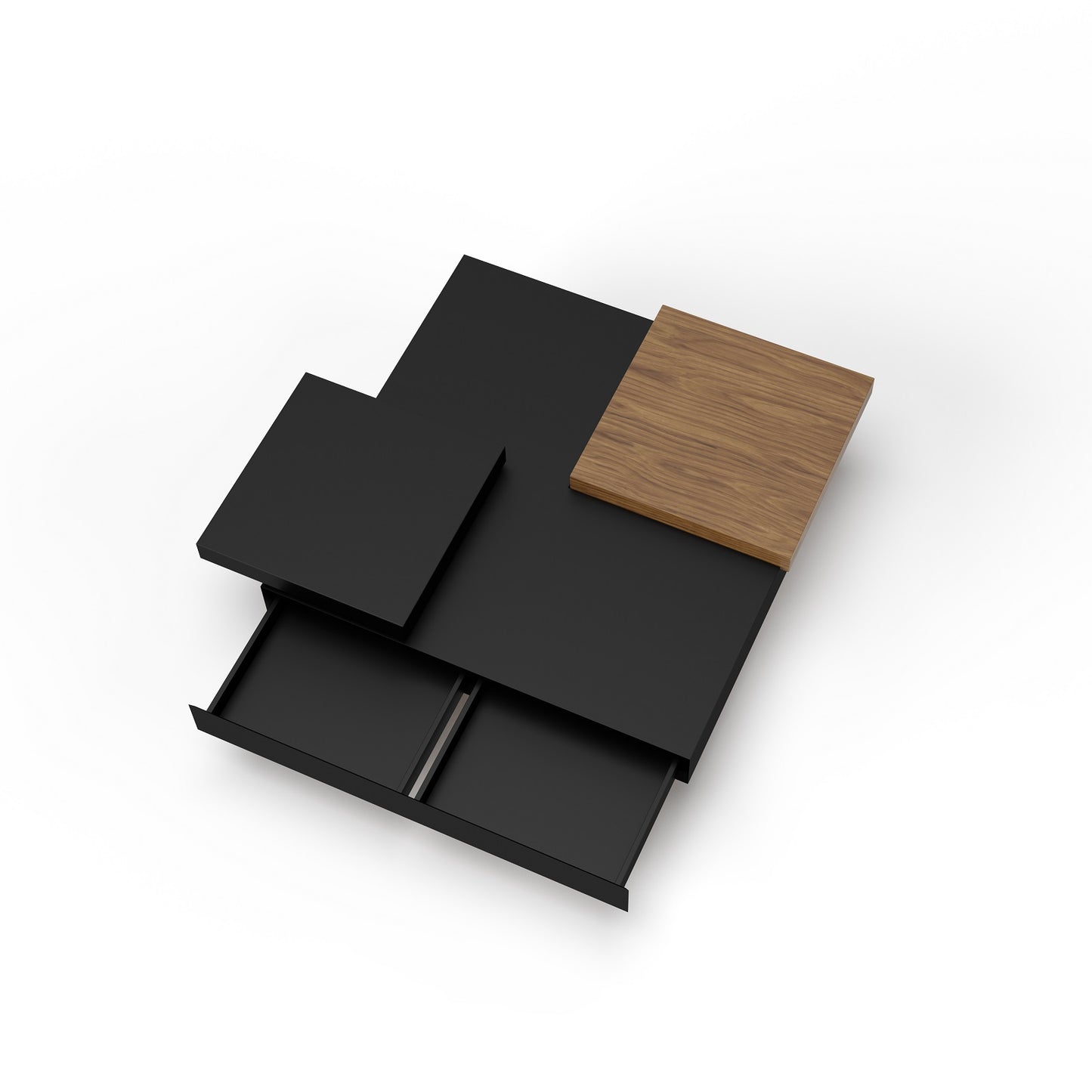 Modrest Ambry Modern Walnut and Flat Black Coffee Table