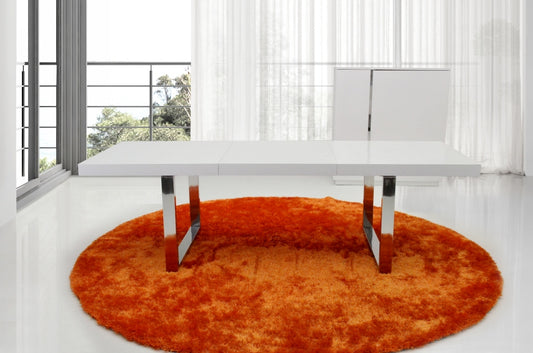 A&X Skyline White Crocodile Extendable Dining Table