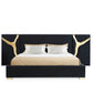 Modrest Aspen - Eastern King Glam Black Velvet & Gold Bed