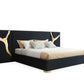 Modrest Aspen - Eastern King Glam Black Velvet & Gold Bed