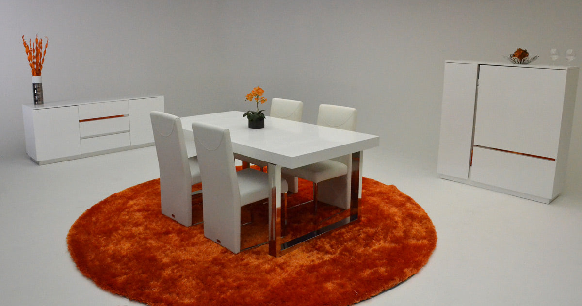 A&X Skyline White Crocodile Extendable Dining Table