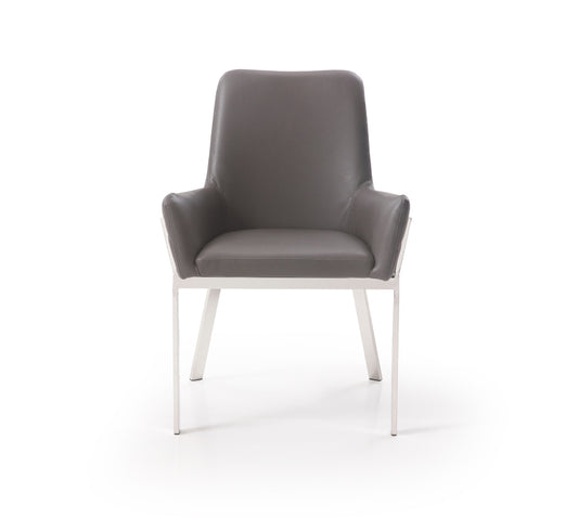 Modrest Robin Modern Grey Bonded Leather Dining Chair