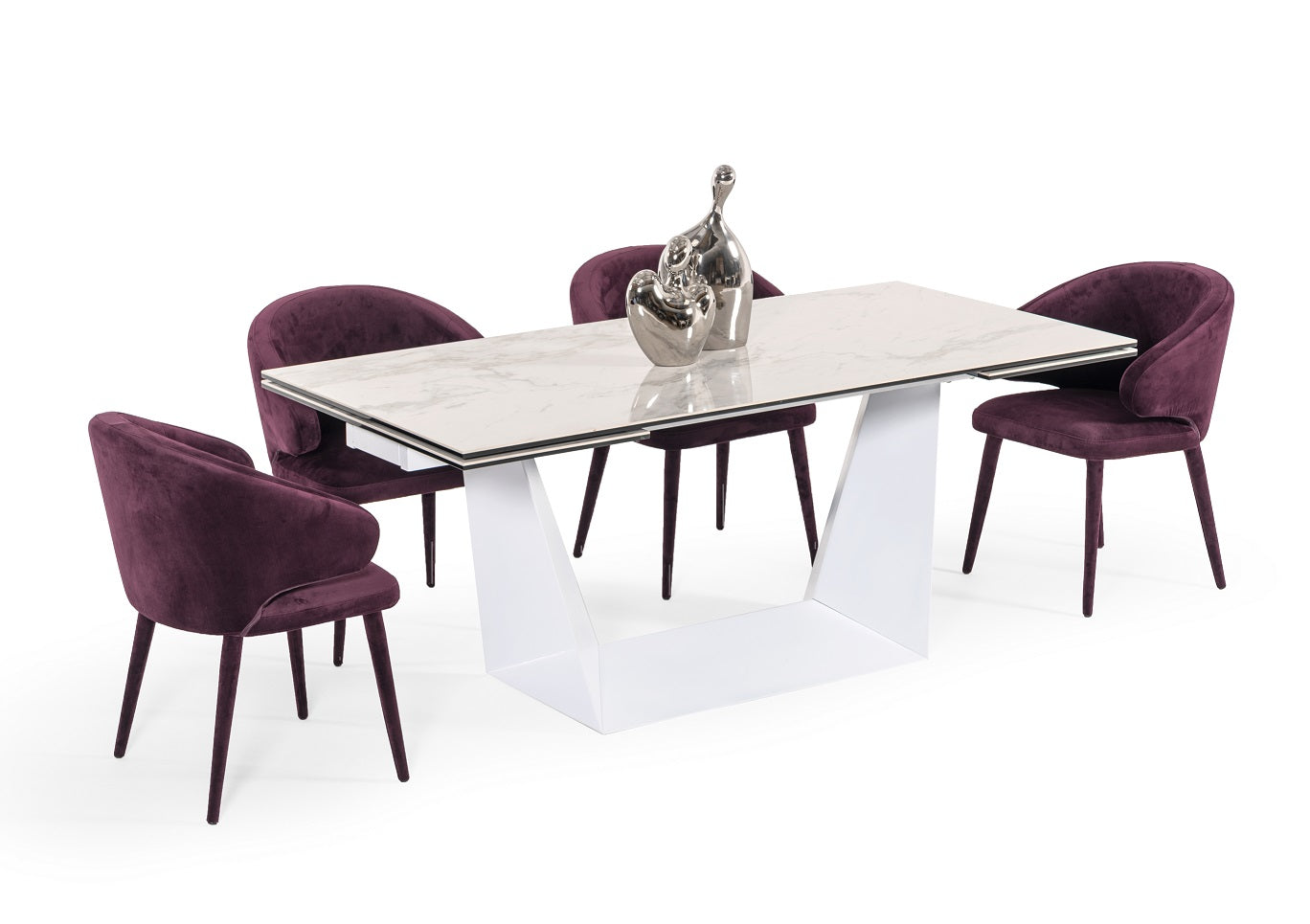 Modrest Baldwin - Modern White Ceramic Extendable Dining Table