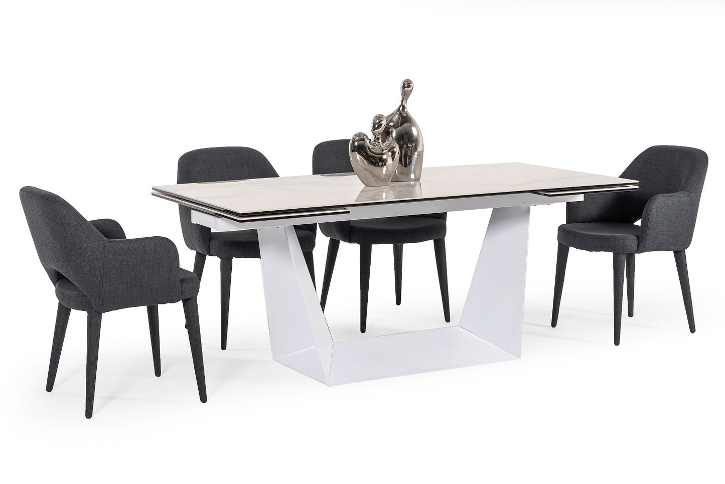 Modrest Baldwin - Modern White Ceramic Extendable Dining Table