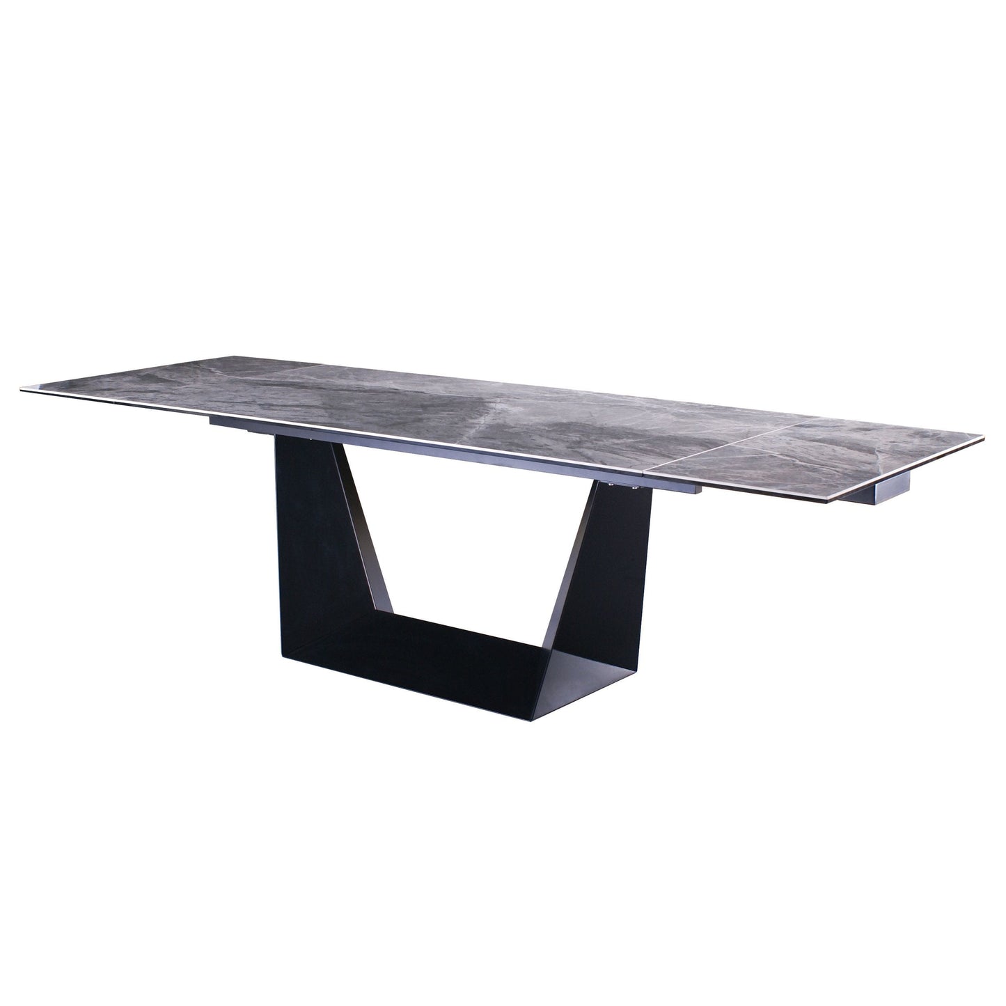Modrest Baldwin - Modern Grey Ceramic & Black Metal Extendable Dining Table