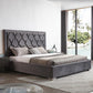Modrest Audrey Modern Grey Velvet & Stainless Steel Bed