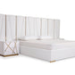 Modrest Nixa Modern White Bonded Leather & Gold Bed