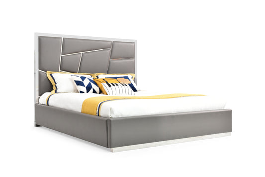 Modrest Chrysler Modern Grey Bonded Leather Bed