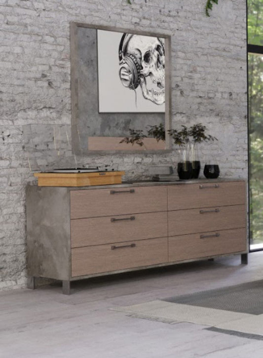 Nova Domus Boston - Modern Brown Oak & Brushed Stainless Steel Dresser