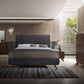 Modrest Addison Mid-Century Modern Grey Fabric & Walnut Bed