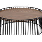 Modrest Bronson Modern Walnut & Black Round Coffee Table