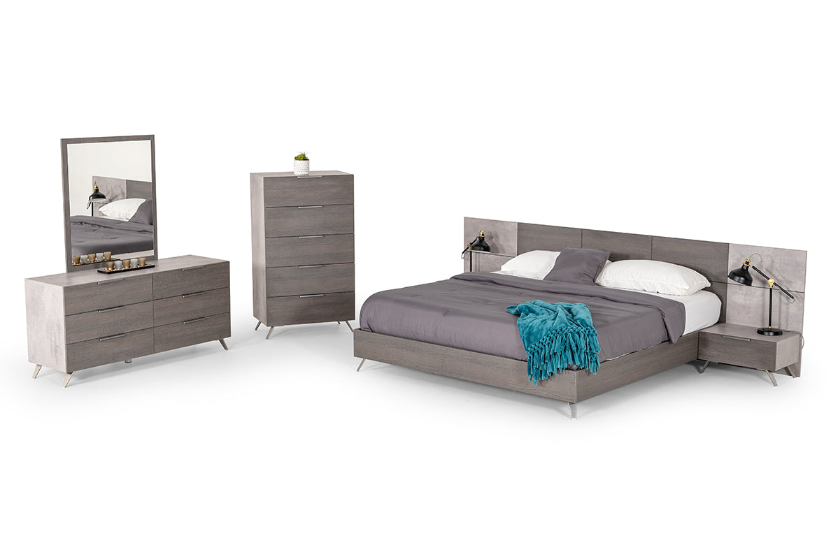 Nova Domus Bronx Italian Modern Faux Concrete & Grey Nightstand