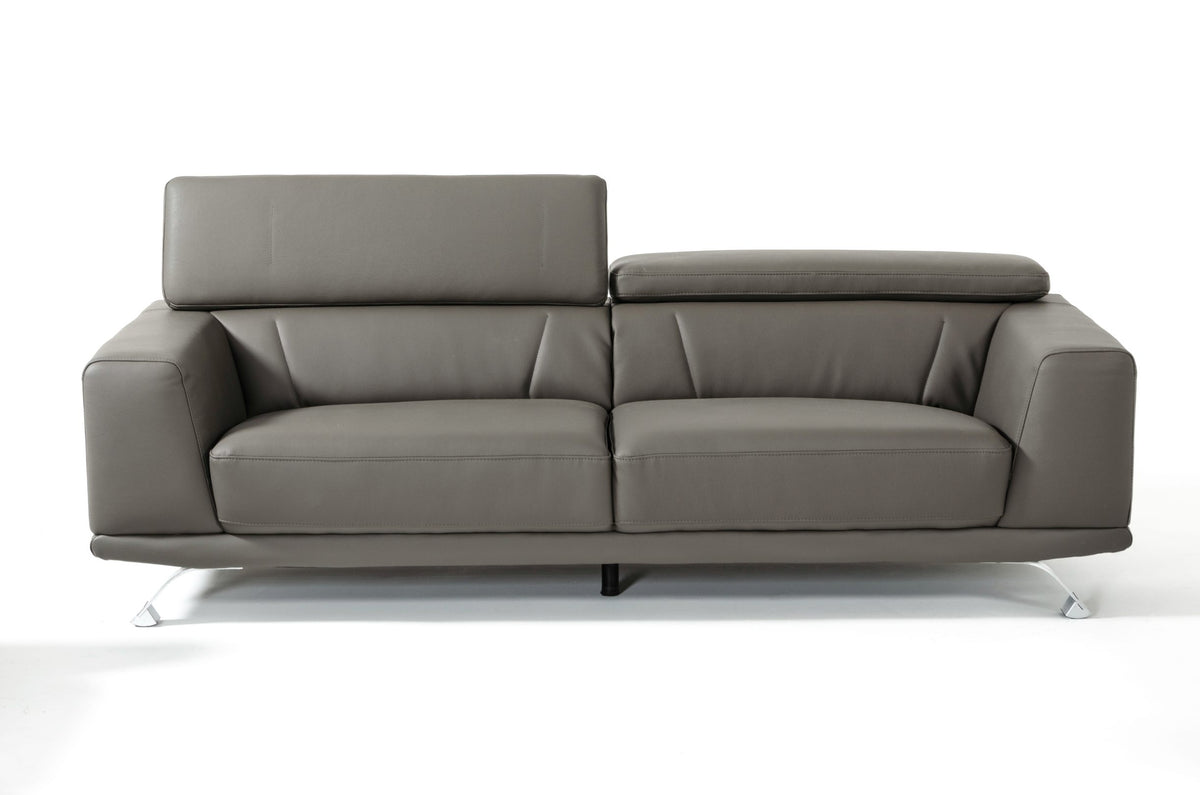 Divani Casa Brustle - Modern Dark Grey Eco-Leather 89" Sofa