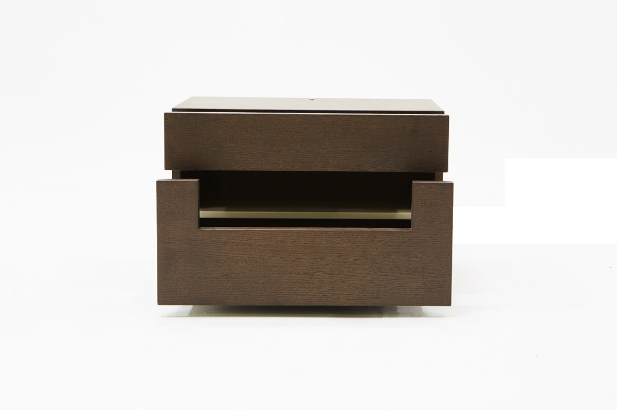 Ceres Modern Brown Oak and Grey Nightstand