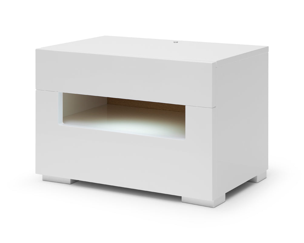 Modrest Ceres - Modern LED White Lacquer Nightstand