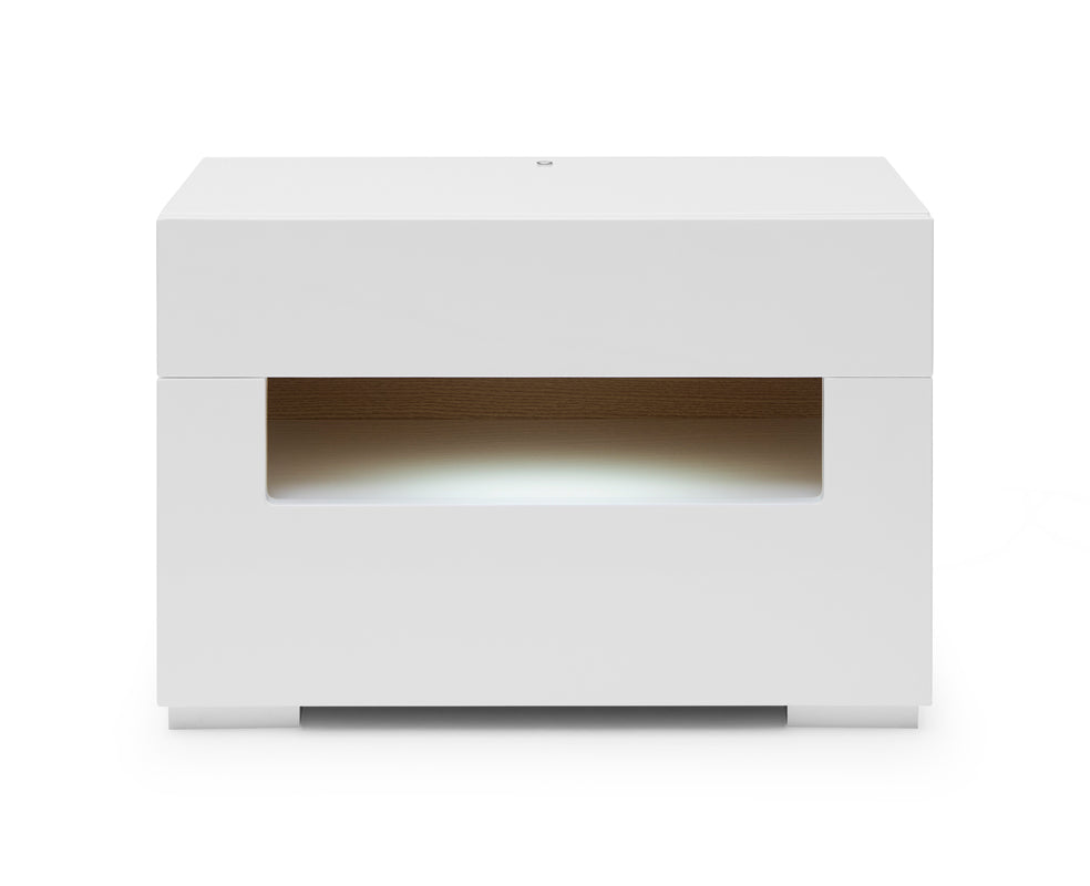 Modrest Ceres - Modern LED White Lacquer Nightstand