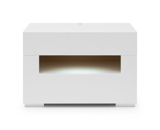 Modrest Ceres - Modern LED White Lacquer Nightstand