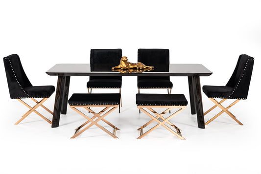 Modrest Chadwick Modern Ebony & Rosegold Dining Table