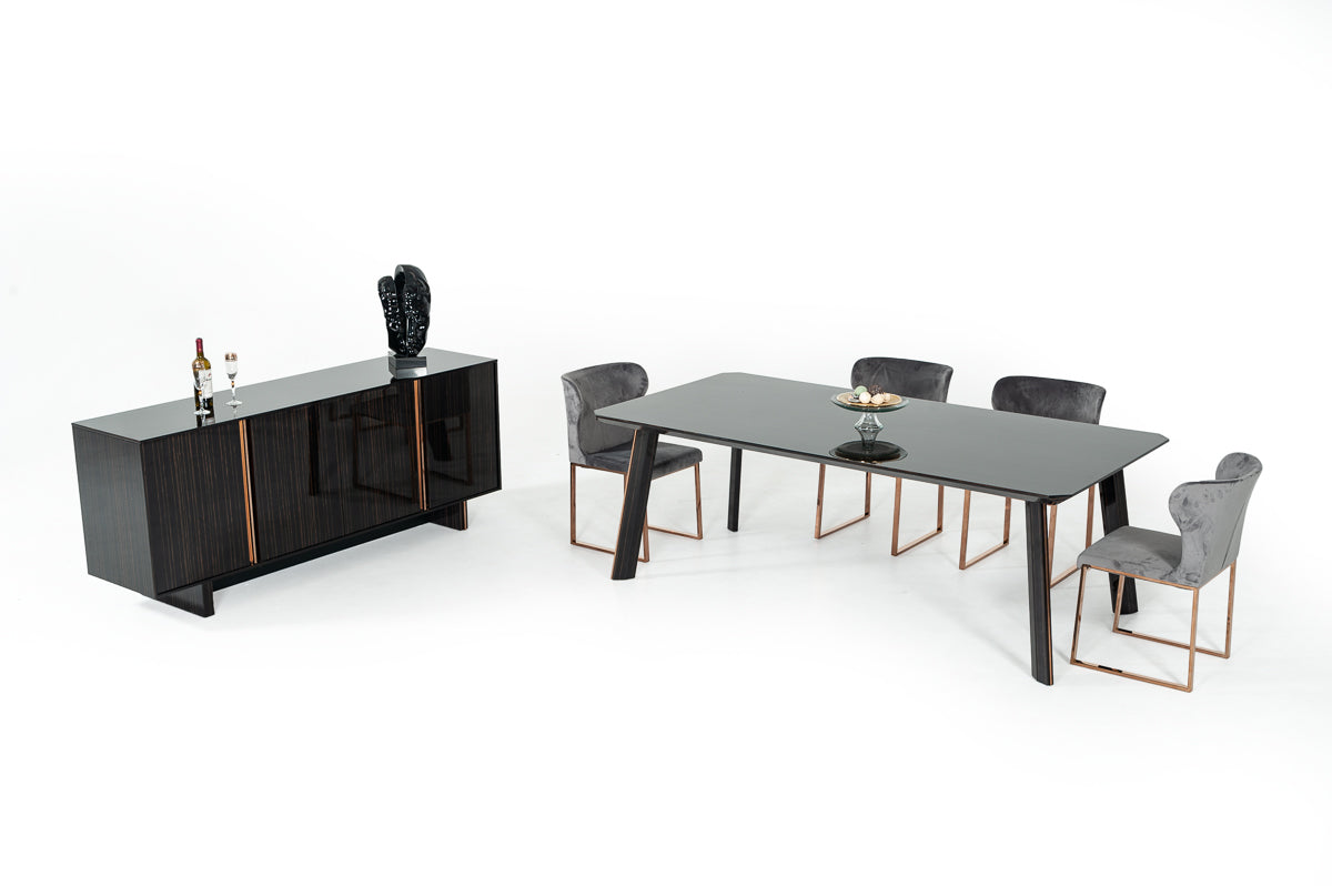Modrest Chadwick Modern Ebony & Rosegold Dining Table