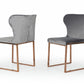 Modrest Chadwick Modern Grey Velvet & Rosegold Dining Chair