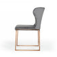 Modrest Chadwick Modern Grey Velvet & Rosegold Dining Chair