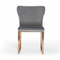 Modrest Chadwick Modern Grey Velvet & Rosegold Dining Chair