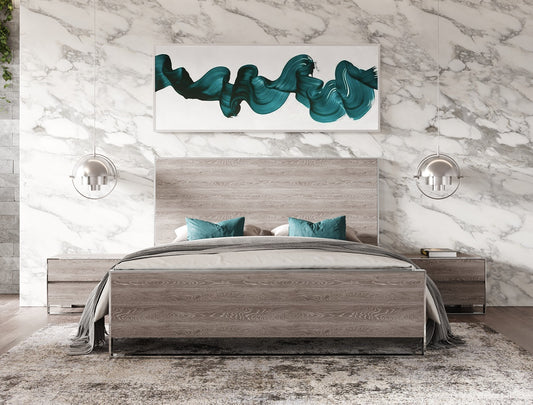 Modrest Charlene Modern Grey Elm & Stainless Steel Bed