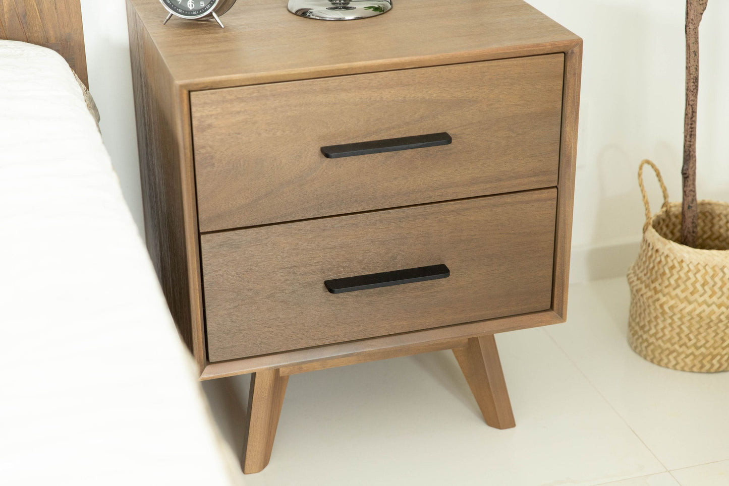 Modrest Claire - Contemporary Natural Light Mocha Acacia Nightstand