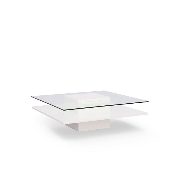 Modrest Clarion - Modern White & Clear Glass Coffee Table